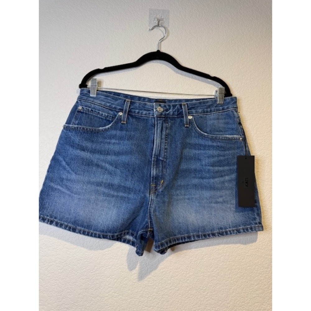 Edwin Womens High Rise Denim Shorts Medium Wash Blue 100% Cotton Size 33 NEW